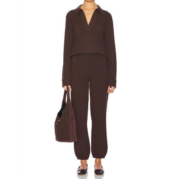 NEW JONATHAN SIMKHAI high-rise elastic cuffs joggers in chocolate - Picture 5 of 6